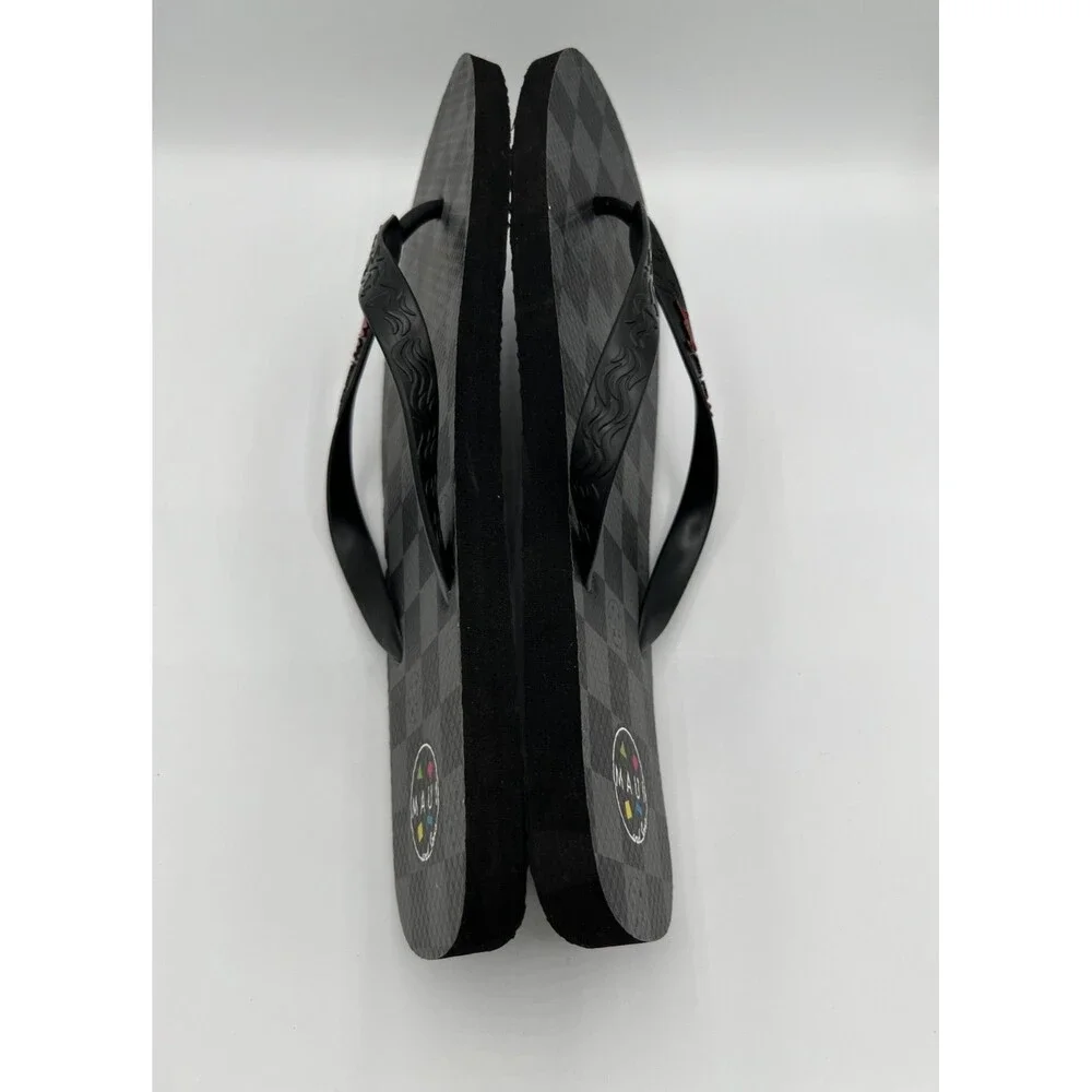 Maui and Sons Flip Flops Men Size 12 Black Checker Beach Sandals